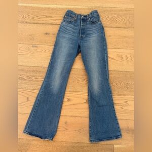 Levi's Women’s Blue Flare Jeans rib cage flare 25 32 (altered in waist)
